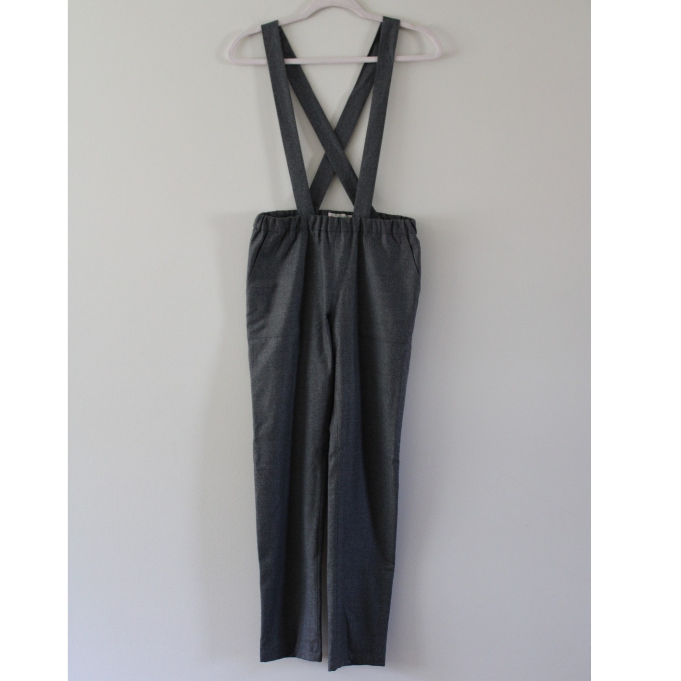 Nwt Bonpoint Joba Virgin Wool Suspender Style Trouser Pants Gray Chine 14 Girls